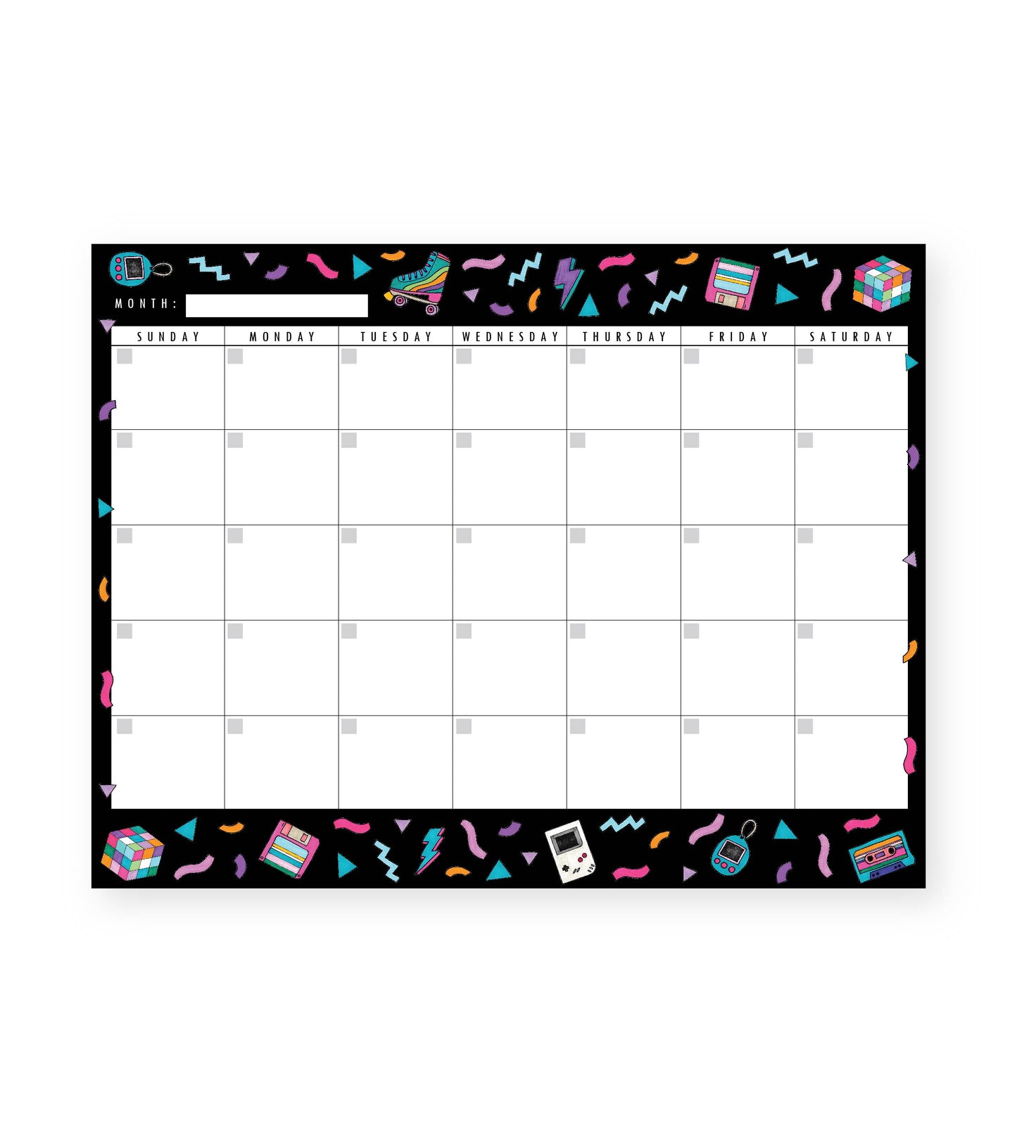 80's Monthly Undated Notepad