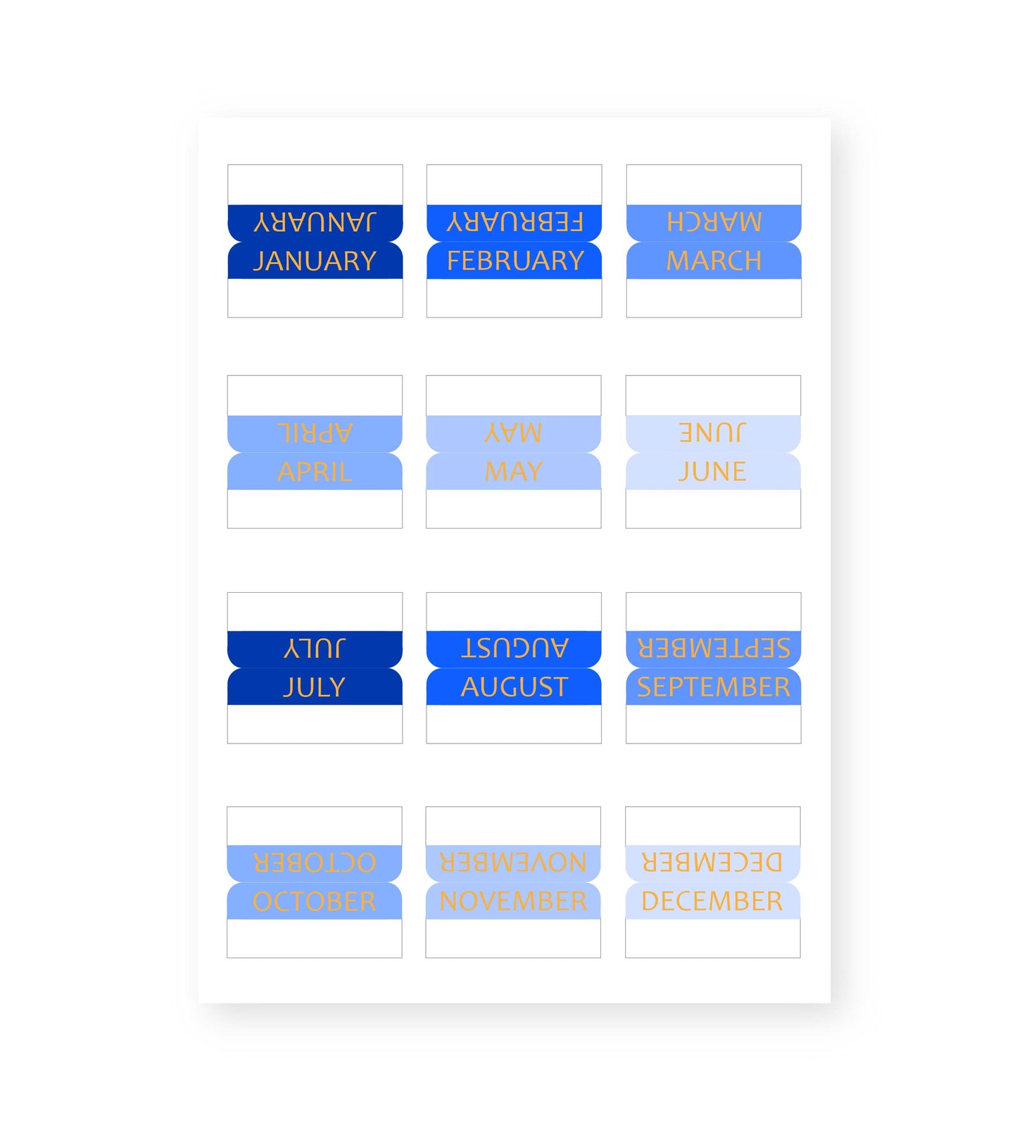 Monthly Tab Sticker Sheets