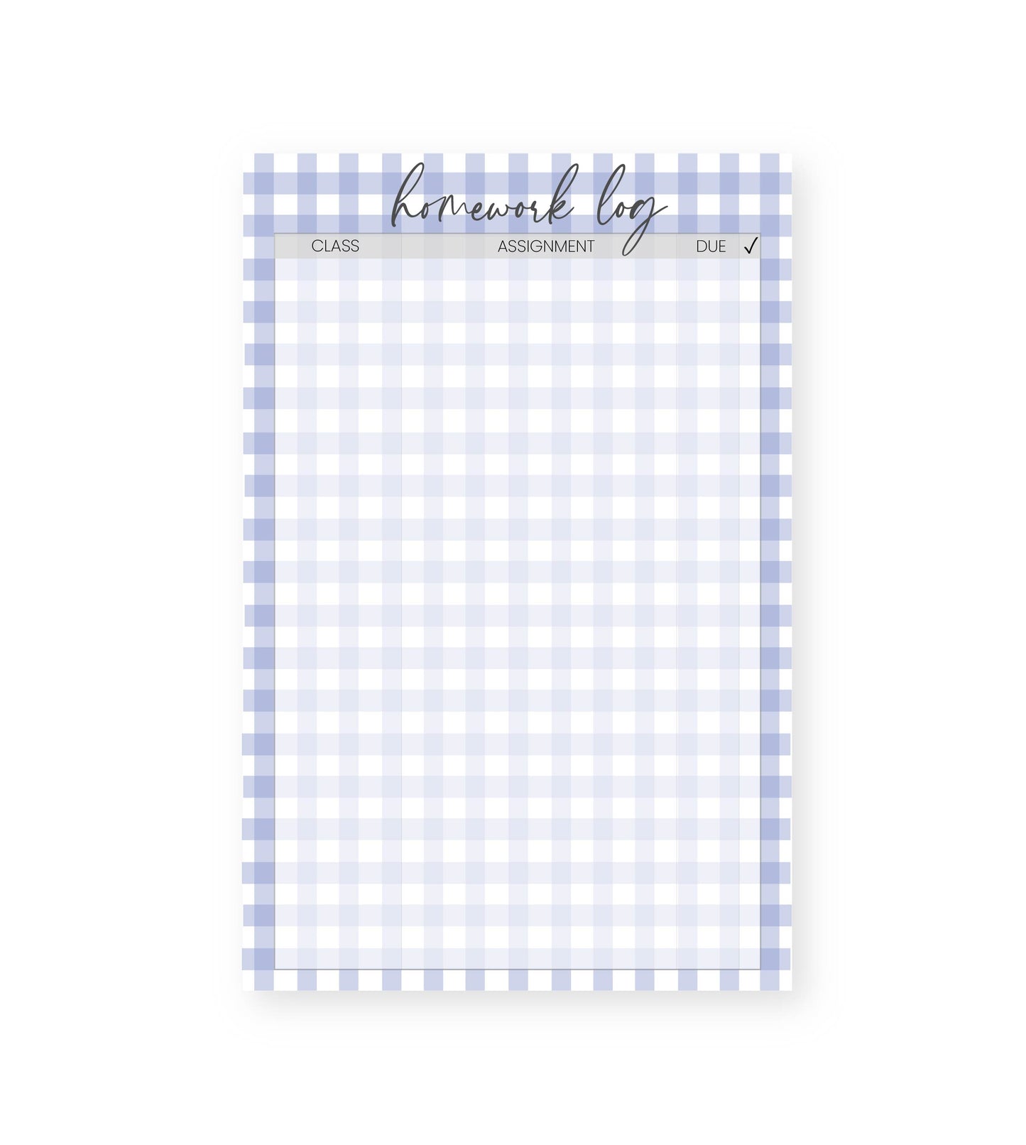 Gingham Homework Log Notepad
