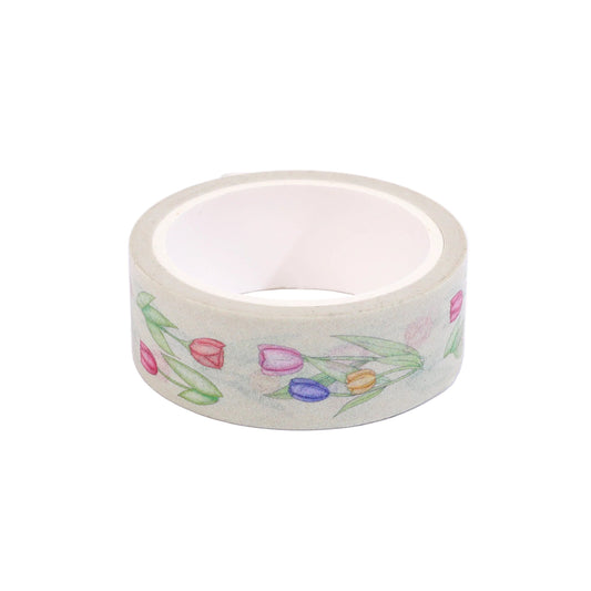 Roll of tape with floral design on a white background