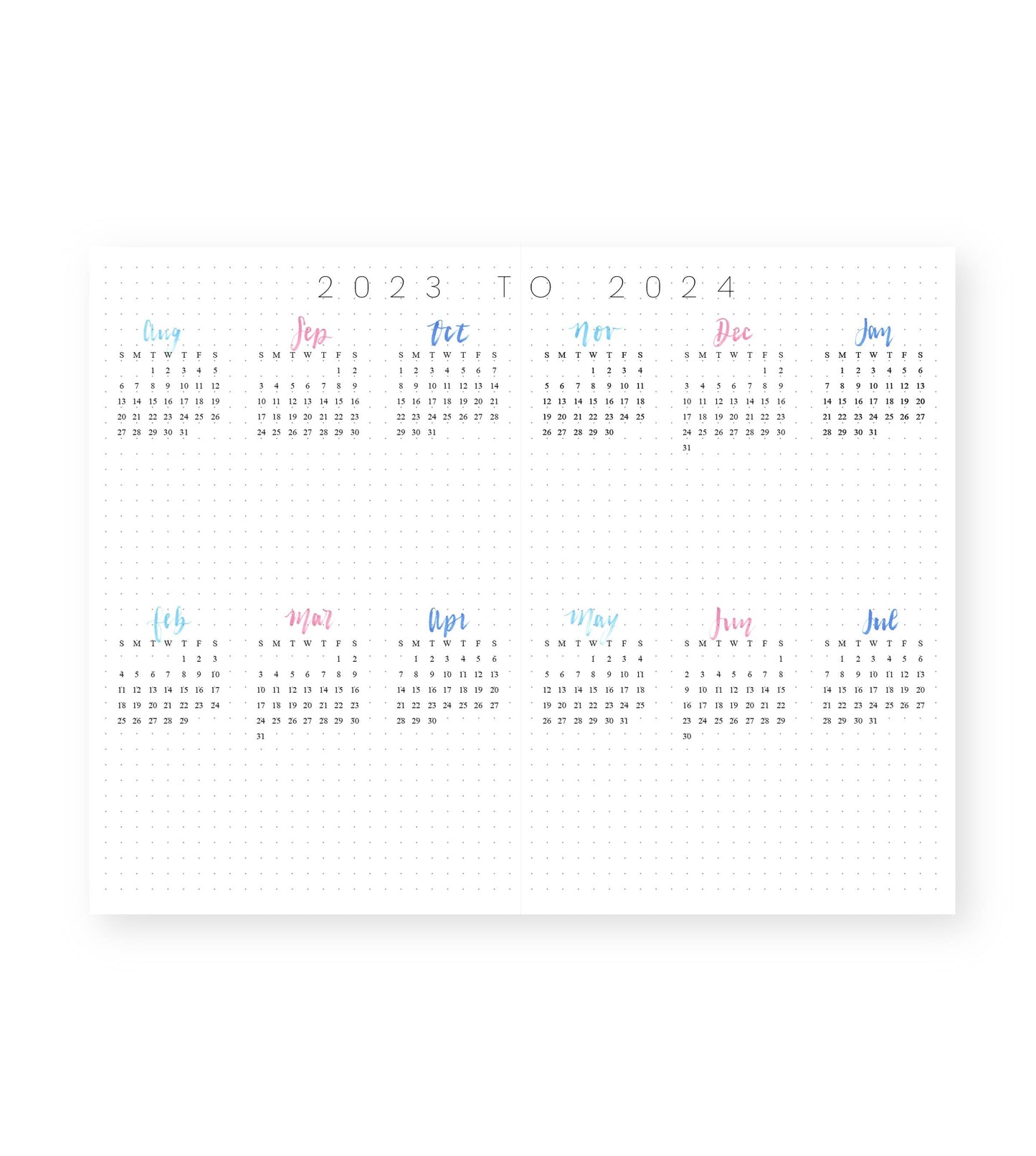 2023-24 Monthly Planner Signature Stripes