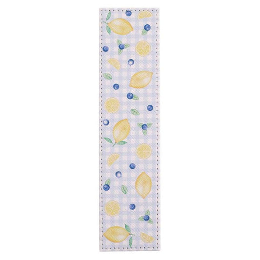 Bookmark with lemon and blueberry pattern on a white background