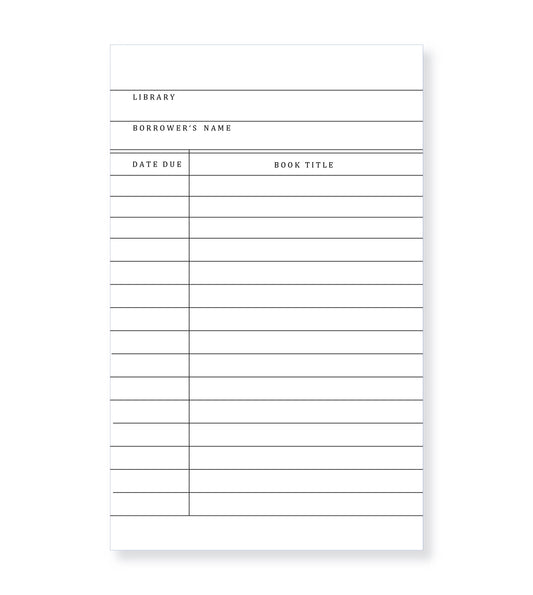 Library Card Insert for Book Journals