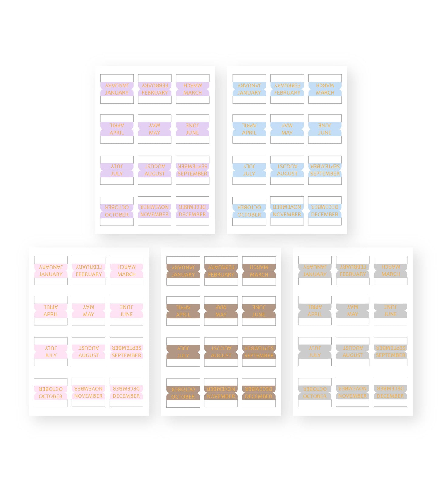 Monthly Tab Sticker Sheets