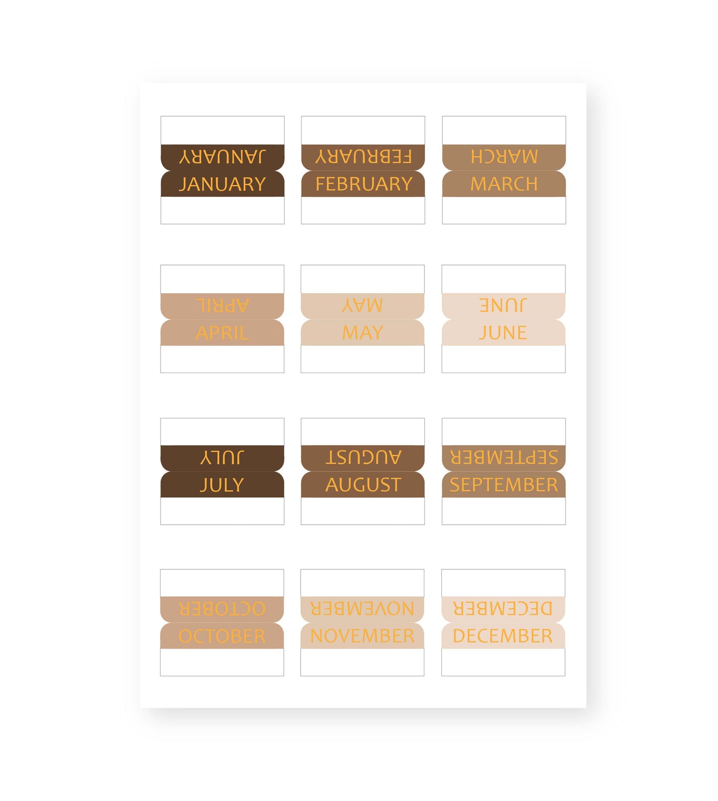 Monthly Tab Sticker Sheets