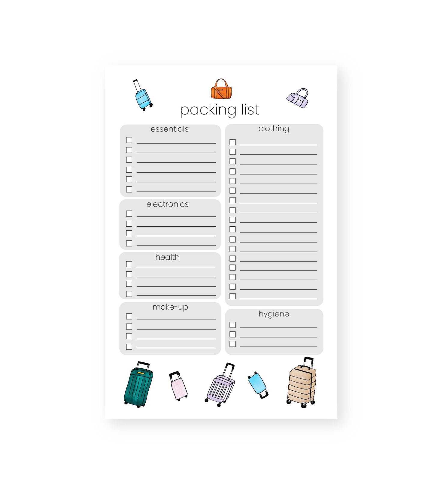 Packing List Notepad