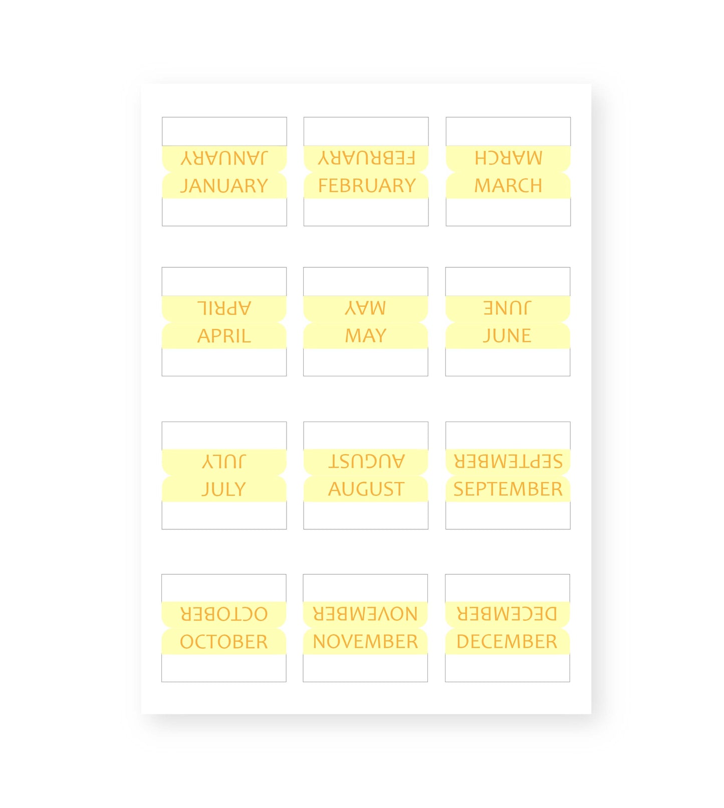 Monthly Tab Sticker Sheets