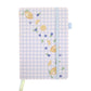 Notebook with blue checkered pattern and lemon design on a white background