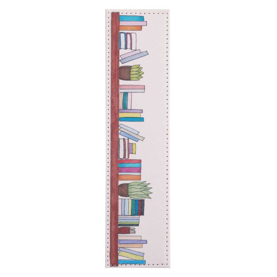 Colorful book-themed bookmark on a white background