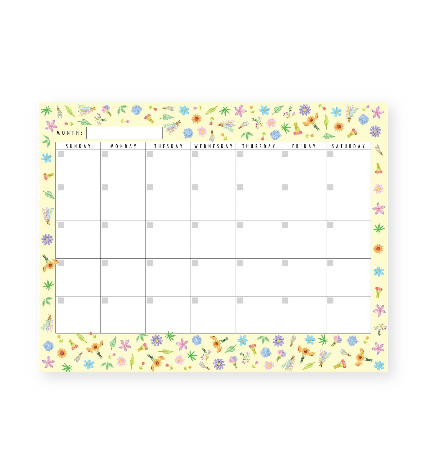Flower Farm Monthly Undated Notepad
