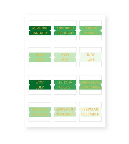Monthly Tab Sticker Sheets