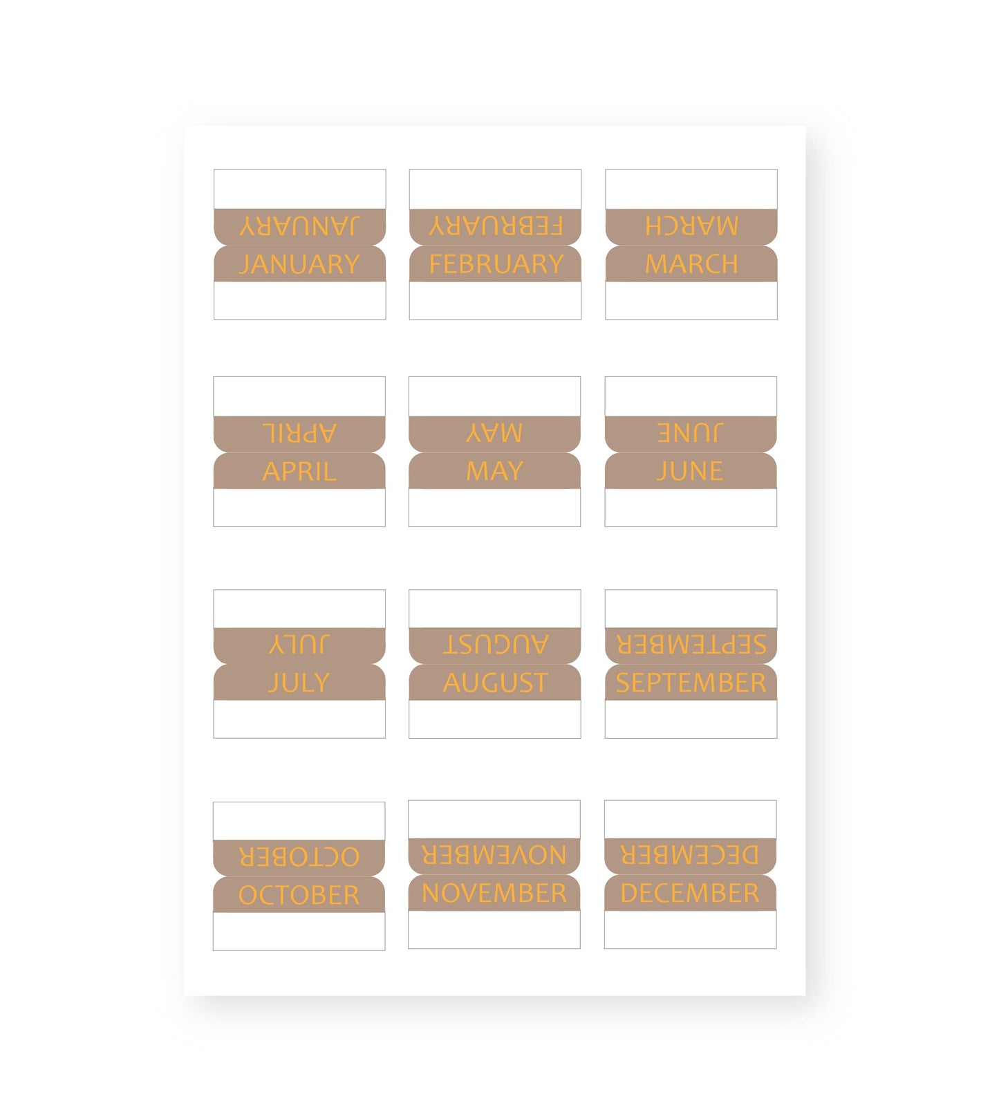 Monthly Tab Sticker Sheets