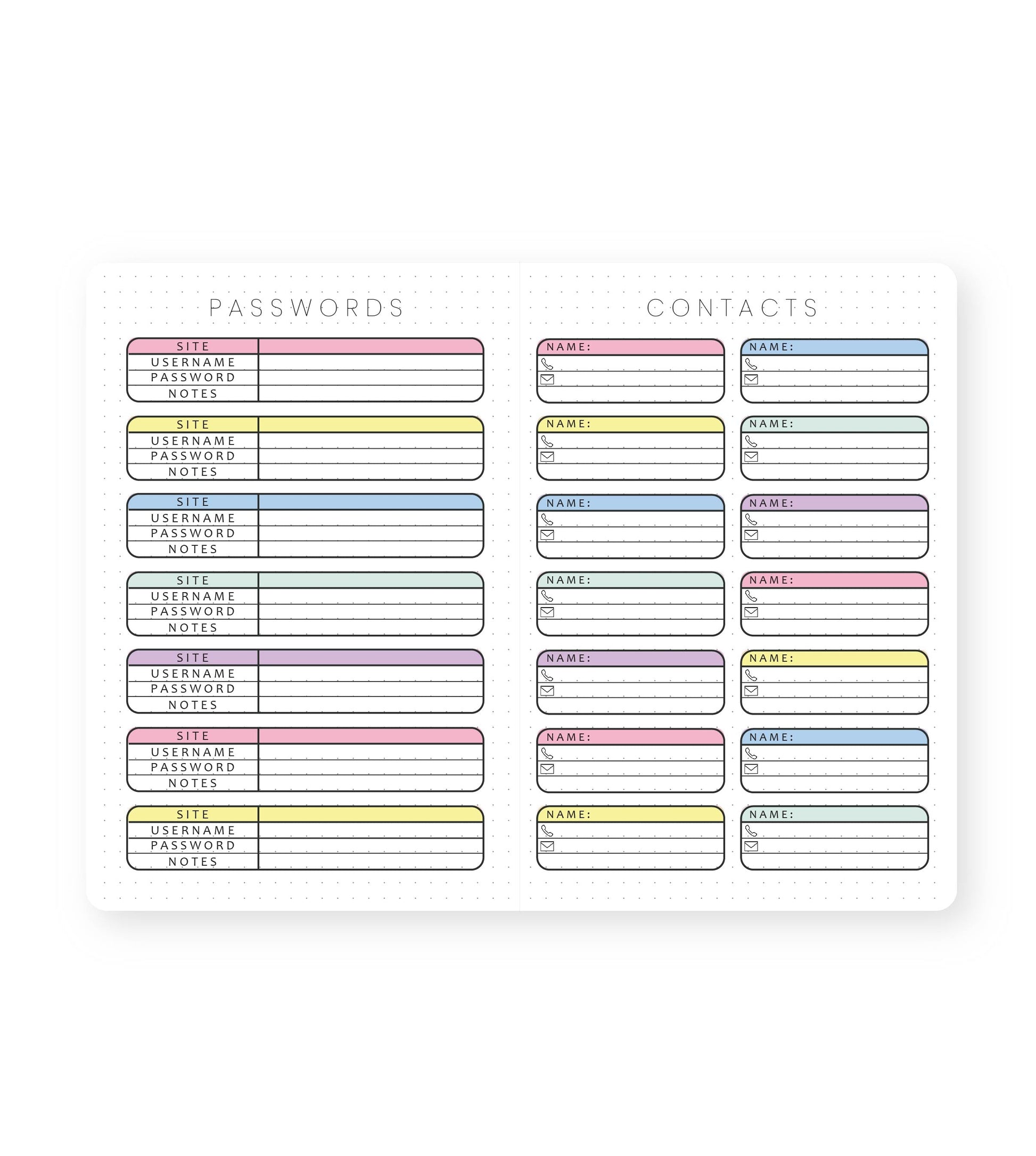 Hyperlinked Cozy Password Book Template With 8 Sections Vertical Layout  Goodnotes Planner 8.5 X 11in Letter Size 