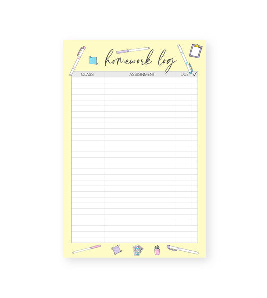 Stationery Homework Log Notepad