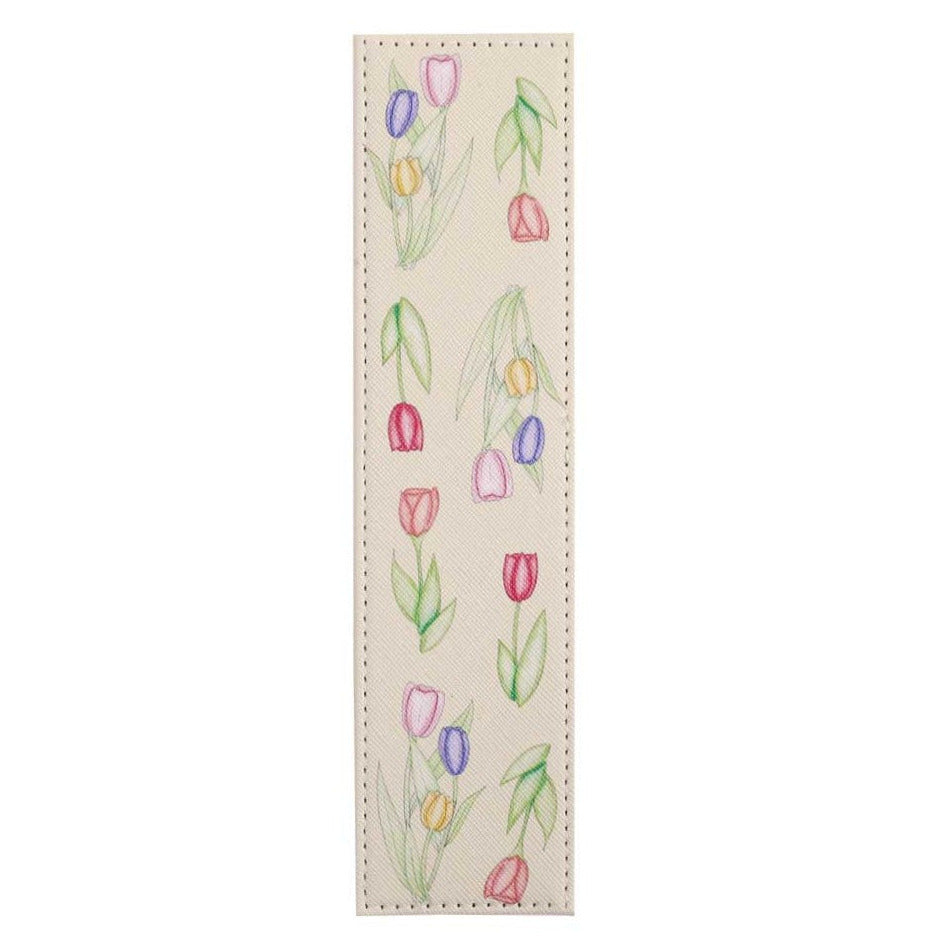 Tulips bookmark on white background